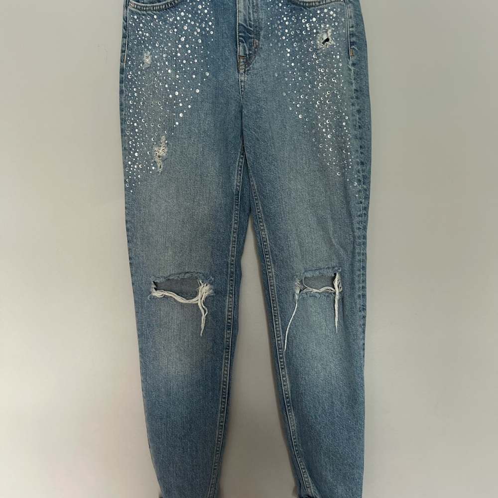 H&M Blue Distressed denim Boyfriend Jeans *never worn*